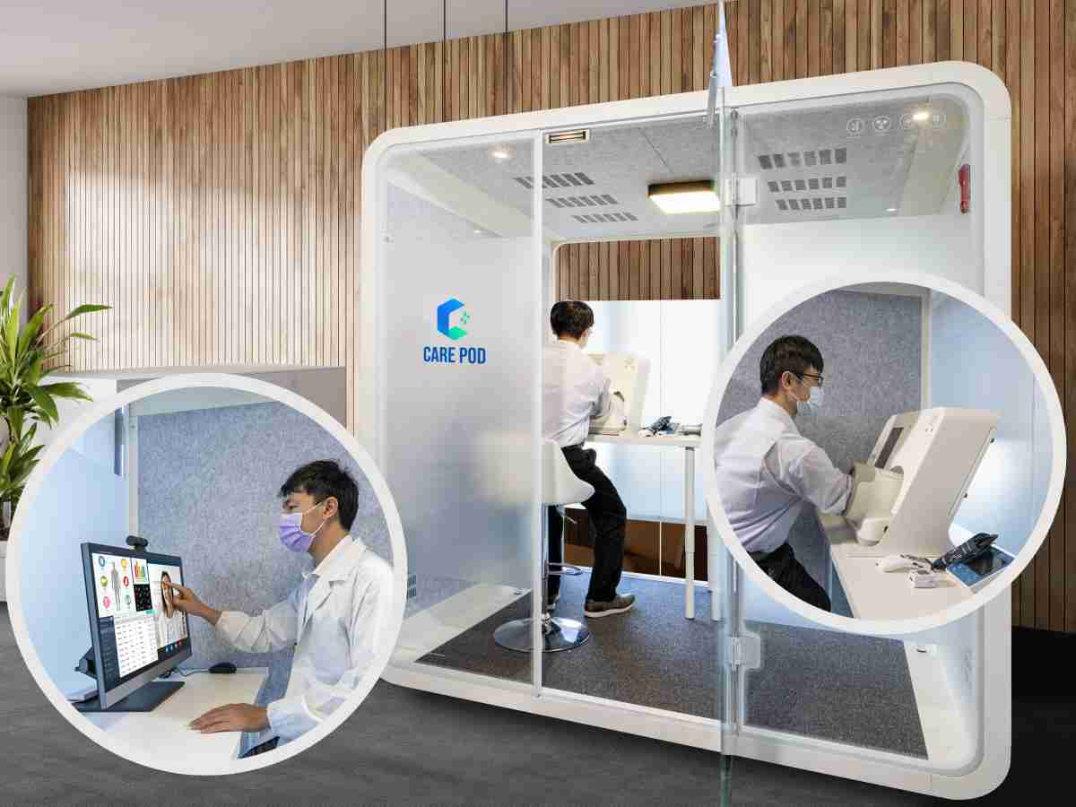 达擎于医疗科技展中展出＂远距诊疗舱＂，，以因应医疗数字化及社会高龄化趋势下、、复诊及慢性病患等族群对于远距看诊需求逐渐升高所推出的创新整合方案。。。多功能合一、、、、高隐私性的远距诊疗舱可根据病患端与医师端的不同需求，，提供弹性化及客制化功能，，节省医生和病患的精力及时间