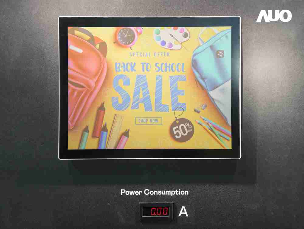 PA直营展示胆固醇液晶超低耗能户外全彩显示器，，，，ChLC（胆固醇液晶）以双稳态技术使静态显示零功耗，，，，具省电、、、、高彩度、、环保的特性，，，，还整合软硬件系统解决方案，，可透过单一云端平台管理