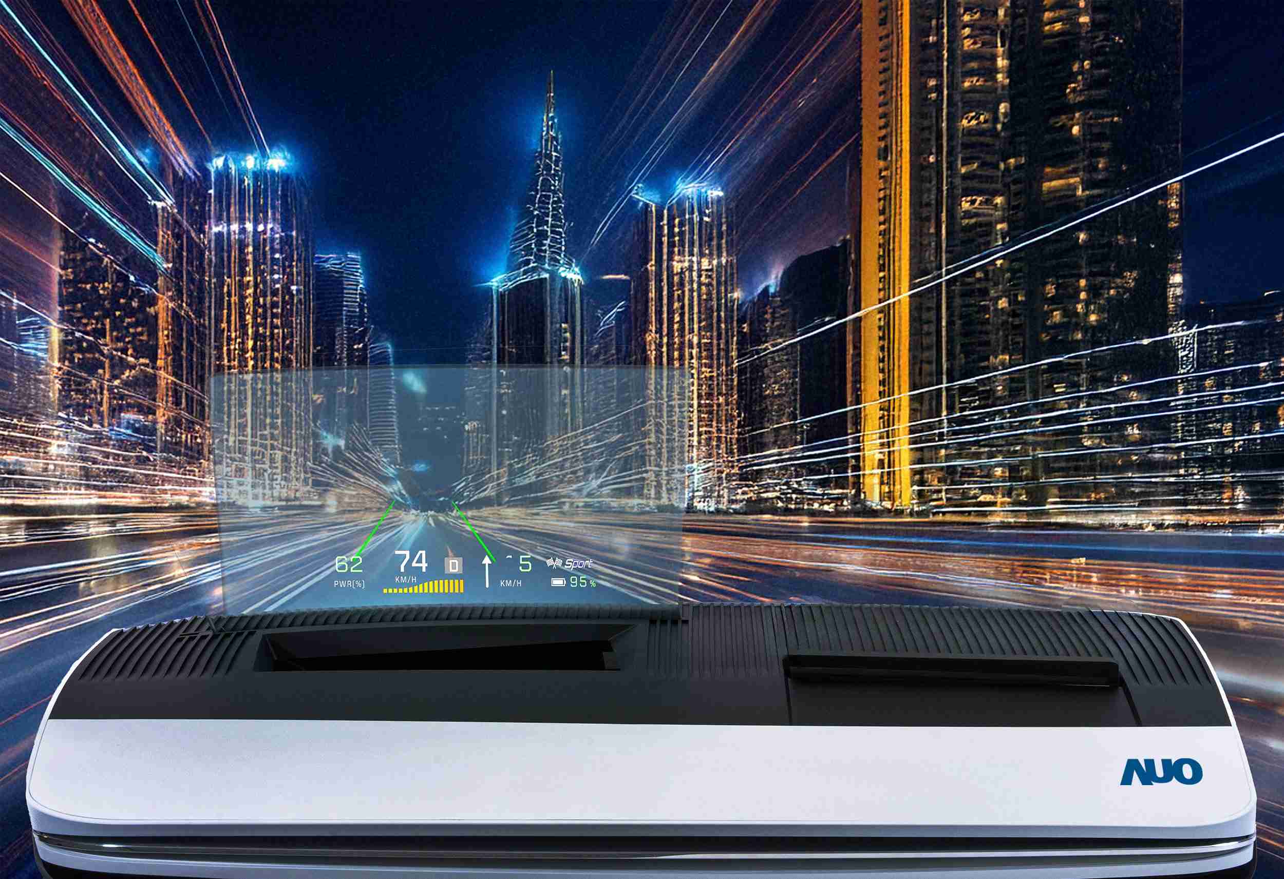 PA直营推出13吋Micro LED抬头显示器，，，，提供高入眼亮度、、、、高色彩饱和度的显示质量，，在阳光下或黑暗中都清晰可见，，，并利用Micro LED模块体积小的优势，，，，解决车用空间有限的痛点